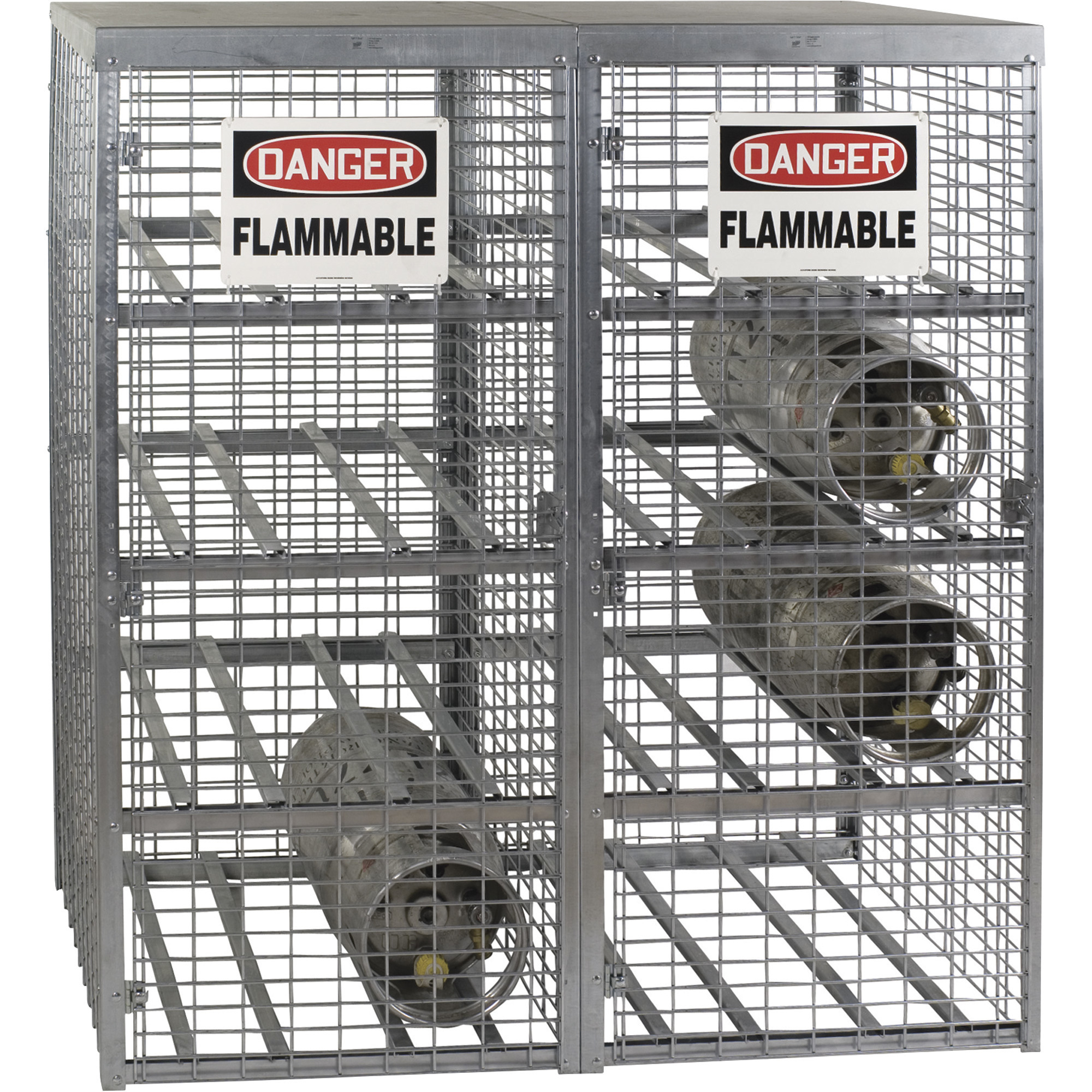 AK Saf-T-Store Cylinder Cabinet, 58in.W x 29in.D x 66in.H, Holds 16 Horizontal Cylinder Tanks, Model# SAF-T-16
